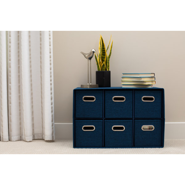 Rebrilliant Navy Linen Cube Organizer Shelf With 6 Storage Bins